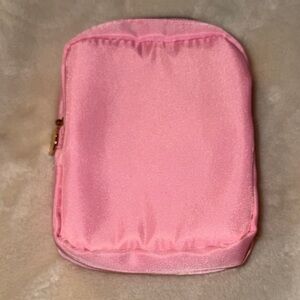 Pink Satin Pouch Cosmetic Bag